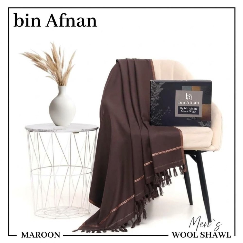 Premium Gents Shawl - Maroon 08 - Binafnan