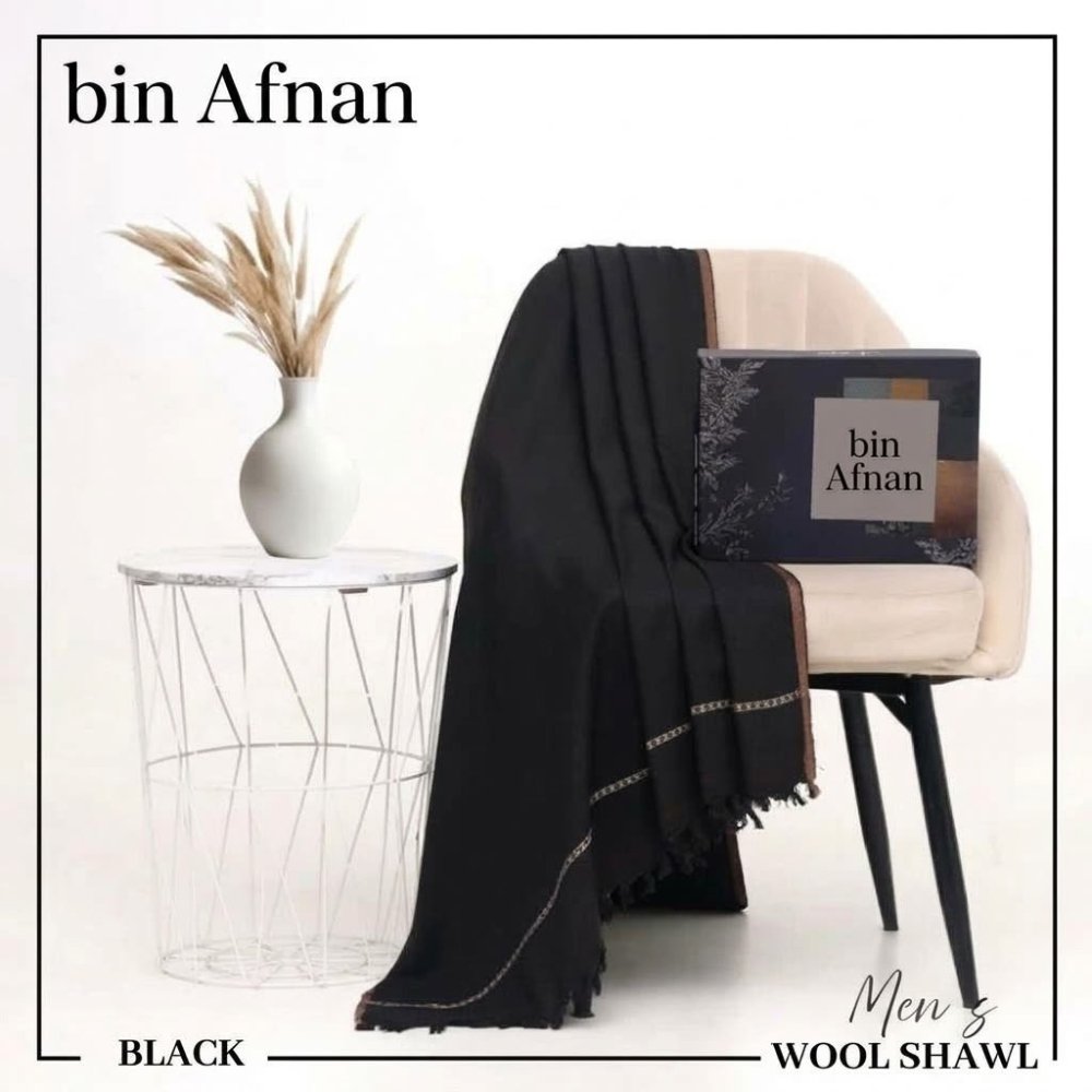 Premium Gents Shawl Black 01 - Binafnan