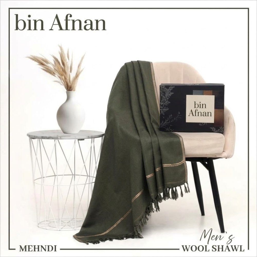 Premium Gents Shawl - Mehndi 07 - Binafnan