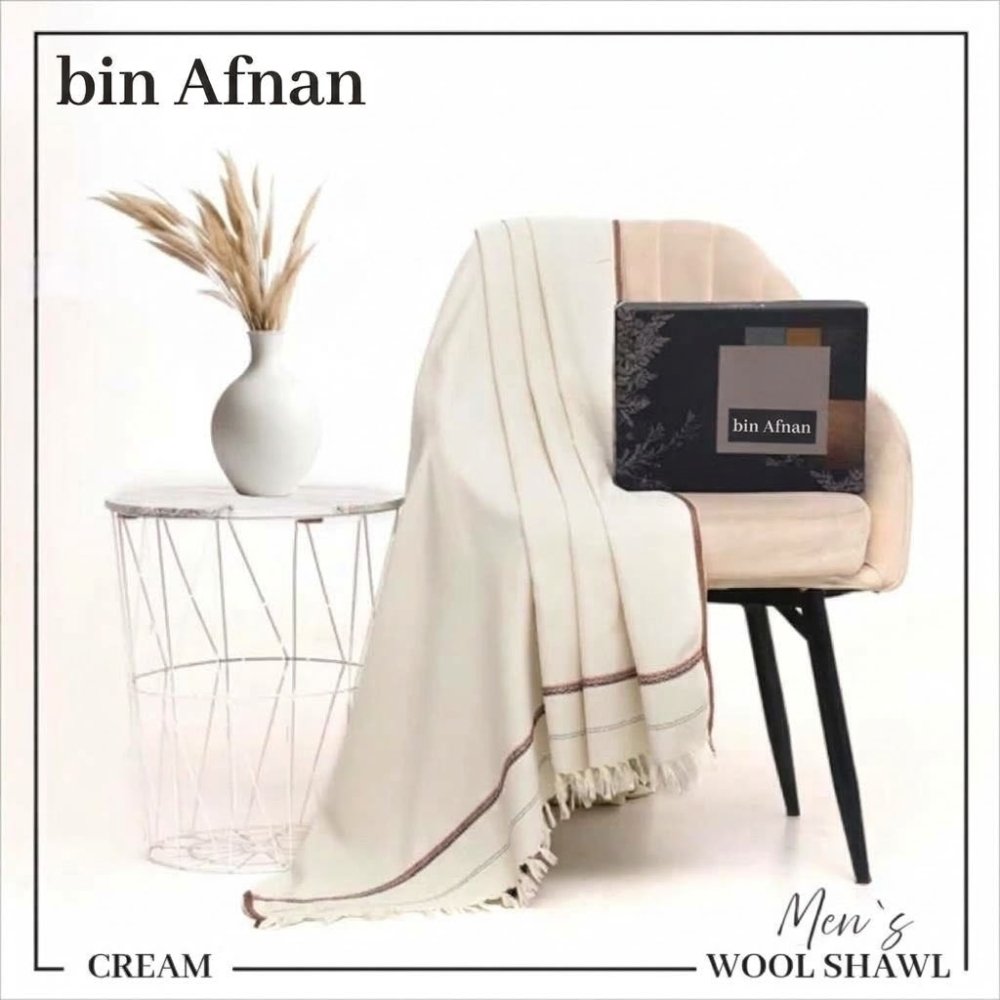 Premium Gents Shawl - Off White 03 - Binafnan